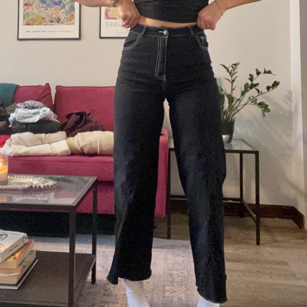 Black wide leg jeans